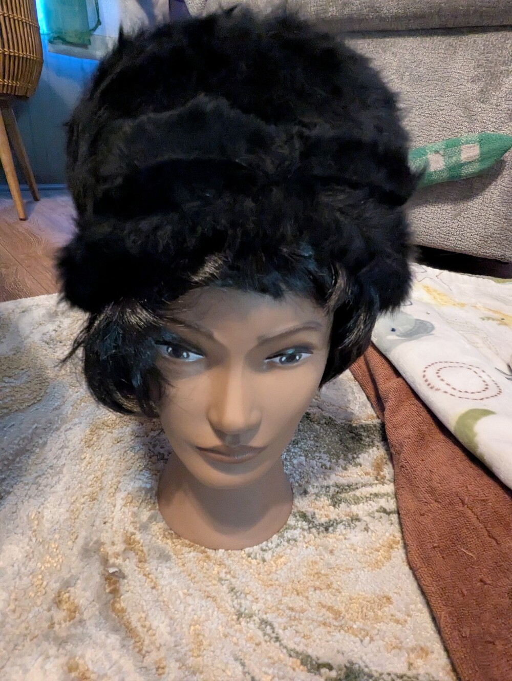Vintage Black Fur Women’s Winter Hat - Stylish Cozy Headwear